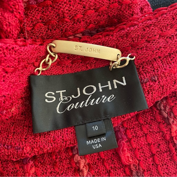 St. John Couture Red Knit Cardigan - Picture 10 of 14